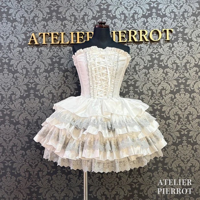 ATELIER PIERROT ミニコルセットドレス　白✖︎黒 ATELIER PIERROT ミニコルセットドレス 白✖︎黒