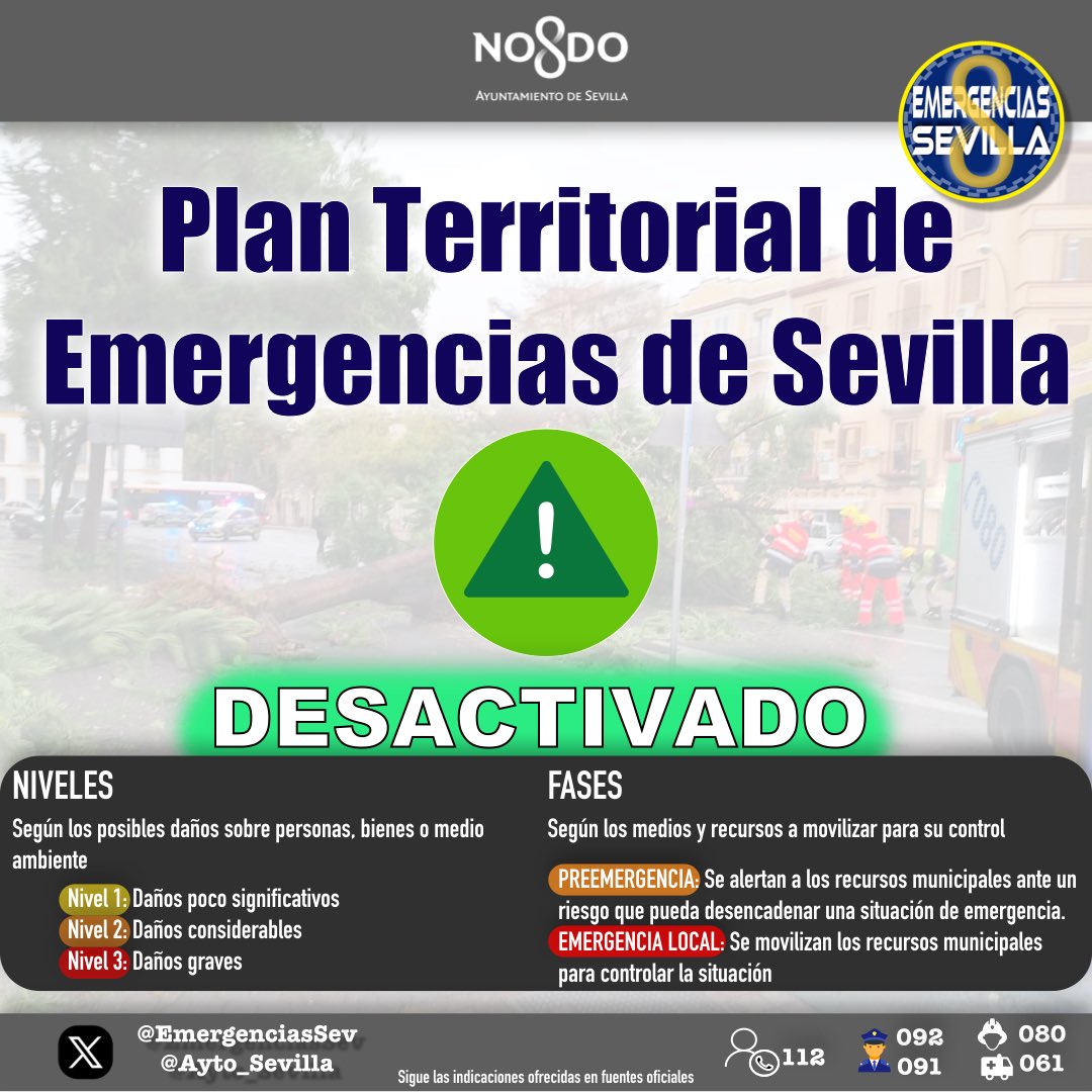 09:30 h. Una vez estabilizada la situación en #Adamuz en relación con el accidente ferroviario ocurrido anoche, el <a href="/Ayto_Sevilla/">Ayuntamiento de Sevilla</a> desactiva la fase Preemergencia del Plan Territorial de Emergencias de la Ciudad de Sevilla.
Quedamos a disposición de las autoridades competentes para