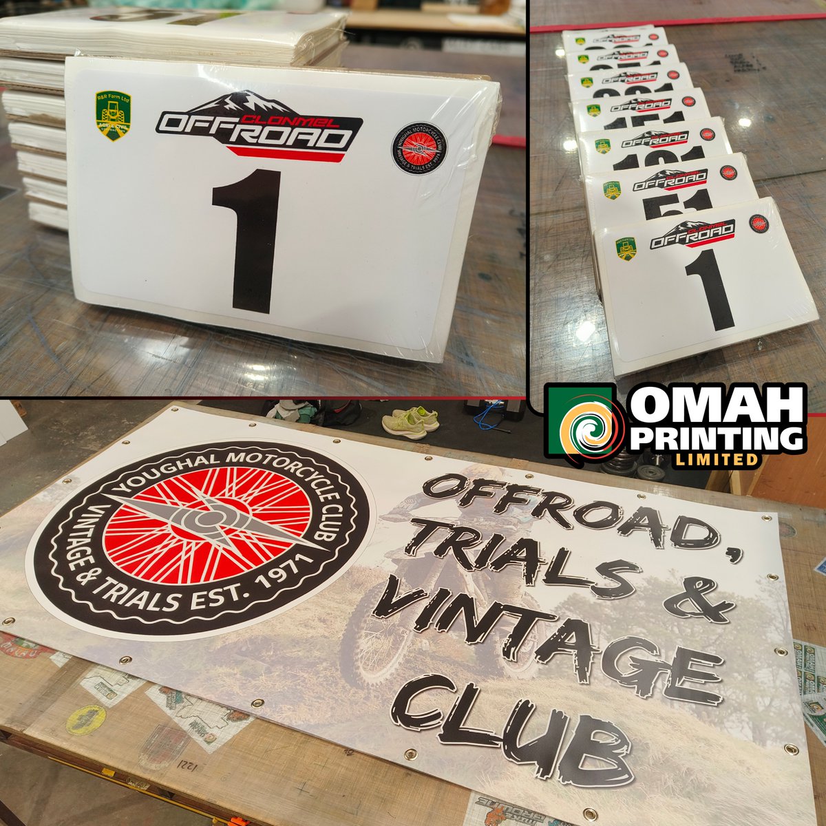 omahprintingltd's tweet image. PVC banners and numberplate stickers all ready for the Youghal Motorcycle Trials &amp;amp; Vintage Club Hare &amp;amp; Hound event on February 1st.

#printing #signs #pvcbanner #vinylstickers #stickers #enduro #hareandhound