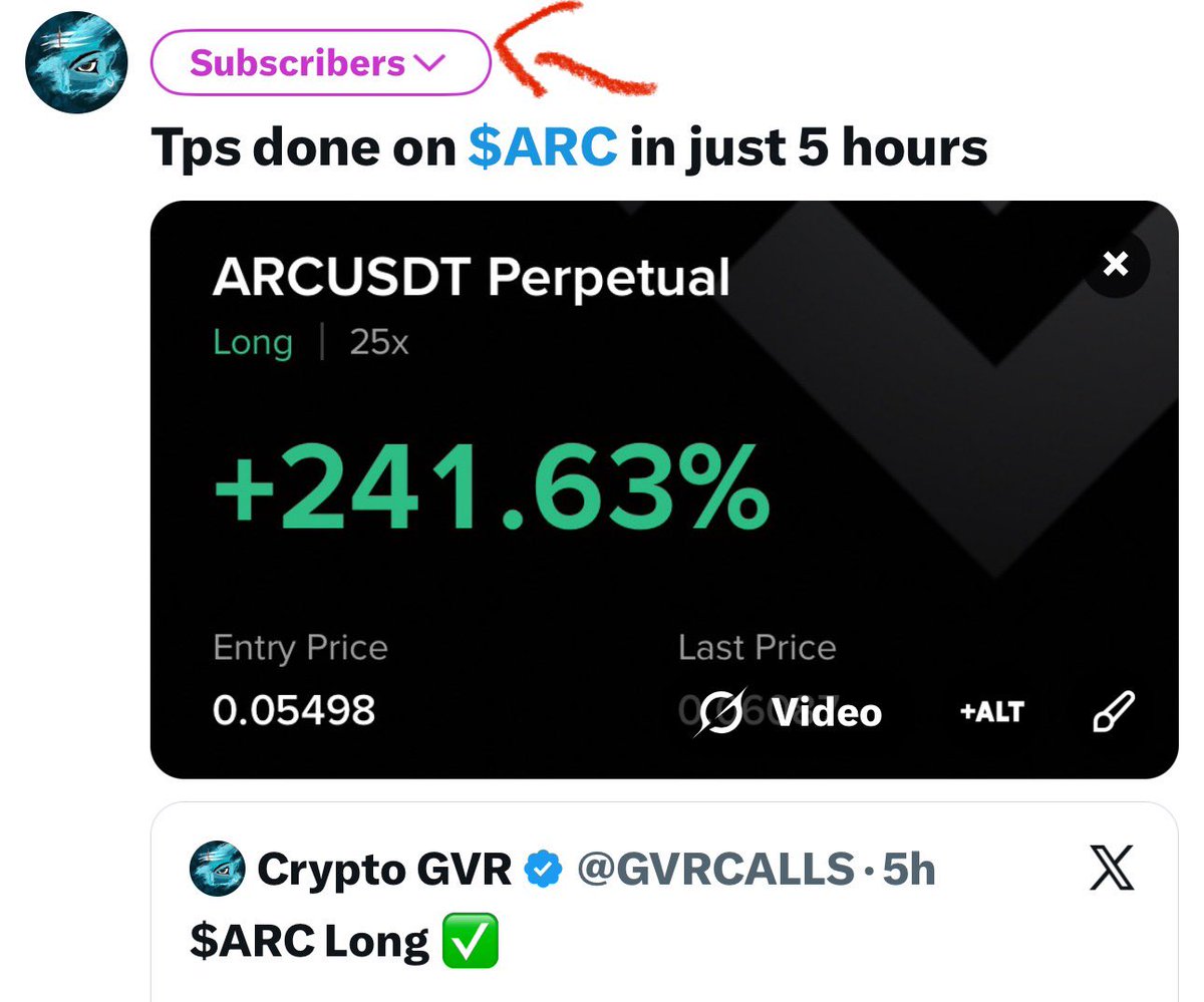 Trade 431 : $ARC 241% up for my Twitter subscribers Total lost trades in  Jan : 3 Note : Subscribe my X for more trades ✓