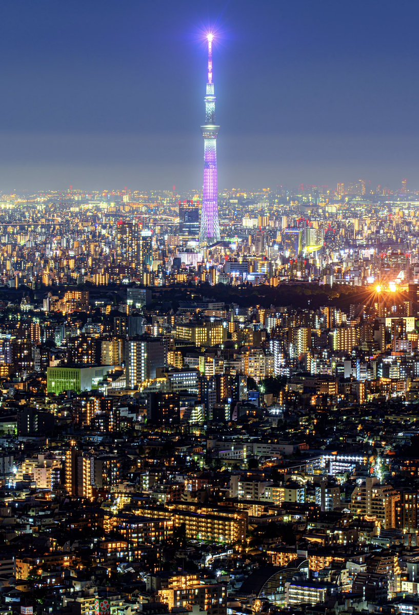 wakaru9922's tweet image. スカイツリーの圧倒的高さがわかる東京夜景