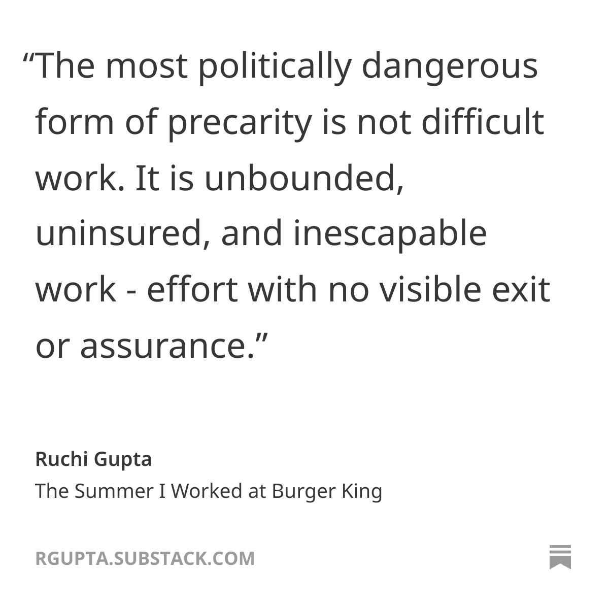 guptar's tweet image. I write about the summer I worked in Burger King, and what I think the debate on #GigWork is missing in India #Zomato #Swiggy #GigEconomy