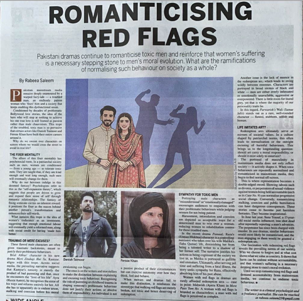 Abdullah_Says's tweet photo. Must Be Read !!
📇 : “Romanticising Red Flags”, ICON Magzine by DAWN - 18 January, Sunday. https://t.co/RCuPWhIvAQ
