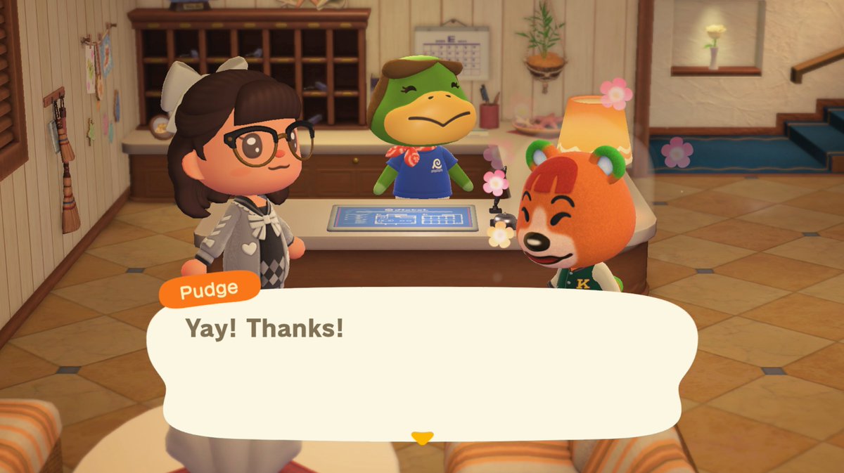 My first hotel guest on the 3.0 Animal Crossing New Horizons update, Pudge. 
#AnimalCrossingNewHorizons