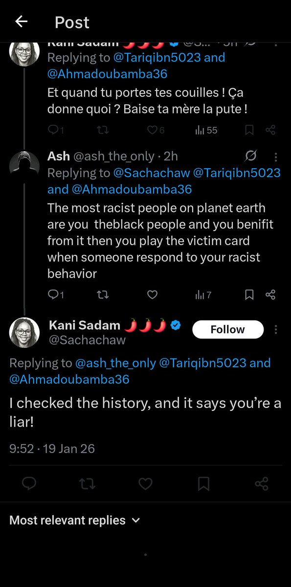 The only liar here is you and you know it you couldn't bear the truth so you chose the coward method which is blocking me it's hard to be a liar , a racist and a coward at the same time