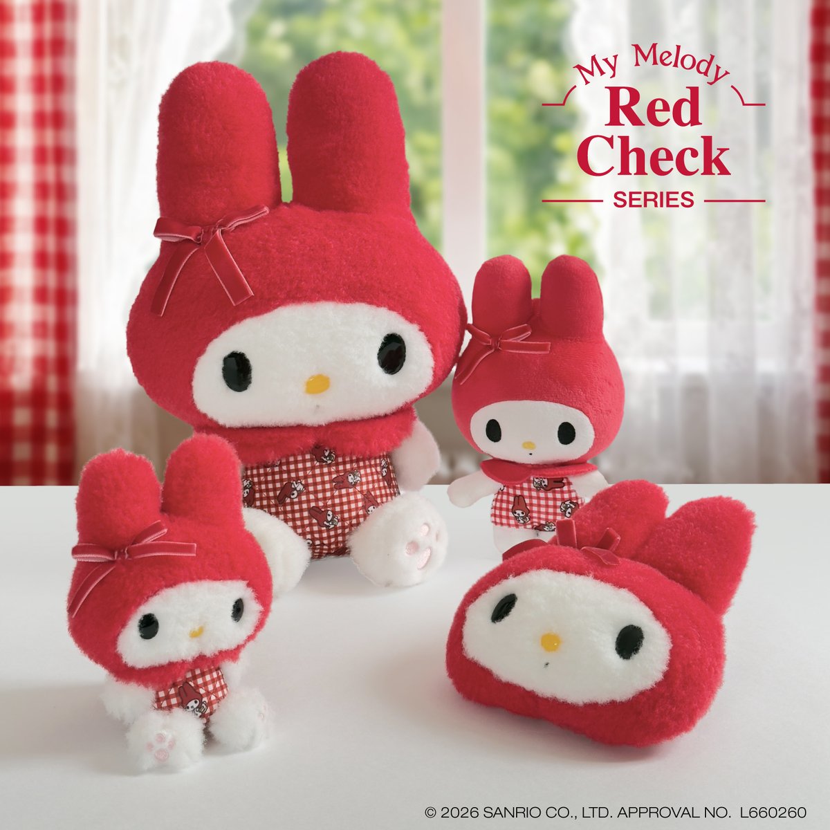 レトロ　My Melody 　マイメロ赤ずきん マイメロディ赤チェックシリーズ❤️ 赤ずきんと立ち耳の70年代風