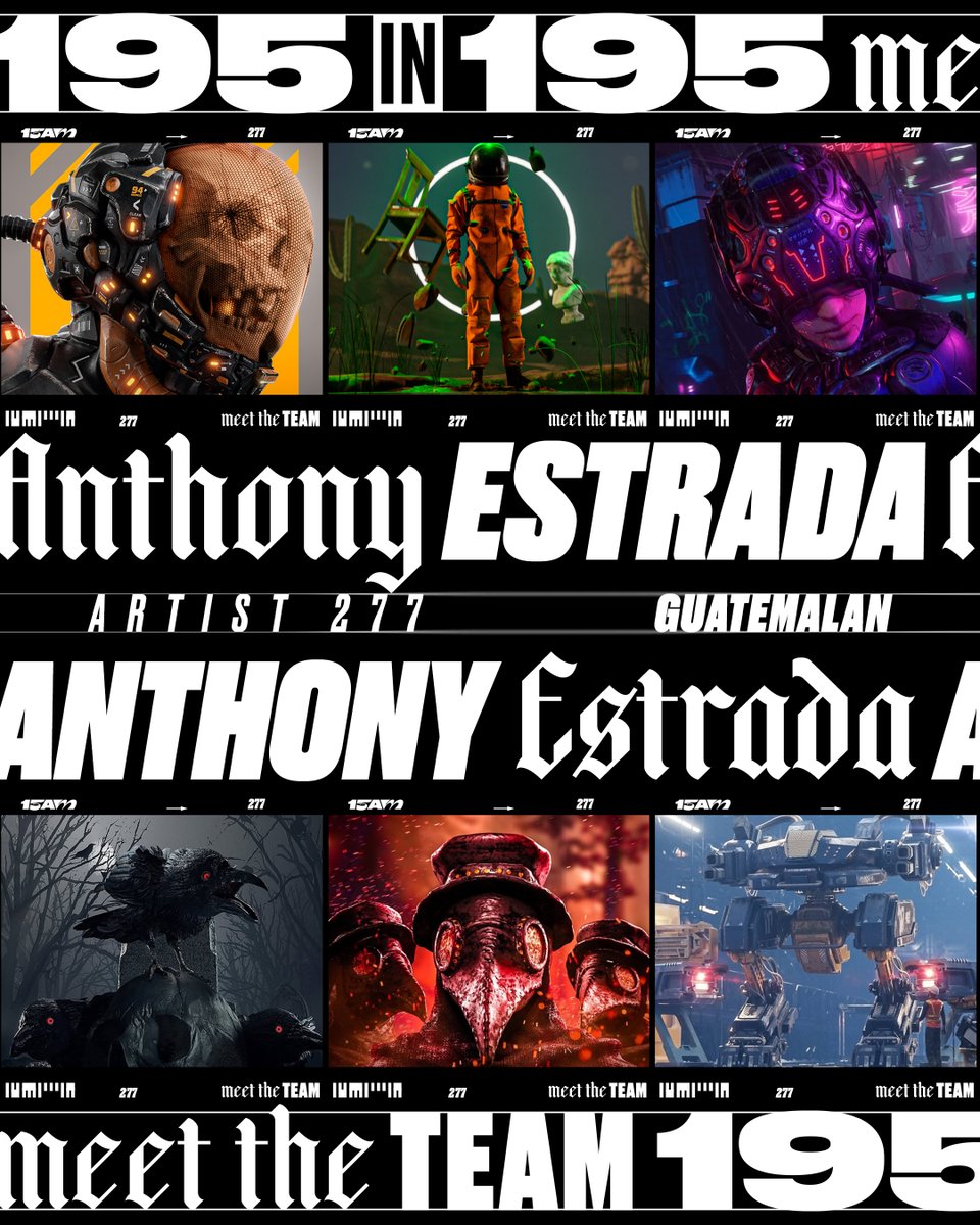 13amStudio's tweet image. Meet the Team. Artist 277 – Anthony Estrada 🇬🇹

Anthony Estrada is a 3D character artist and designer from Guatemala, specialising in hard-surface sci-fi characters and worldbuilding. His work is driven by strong silhouette design, functional detail, and a clear sense of purpose,…