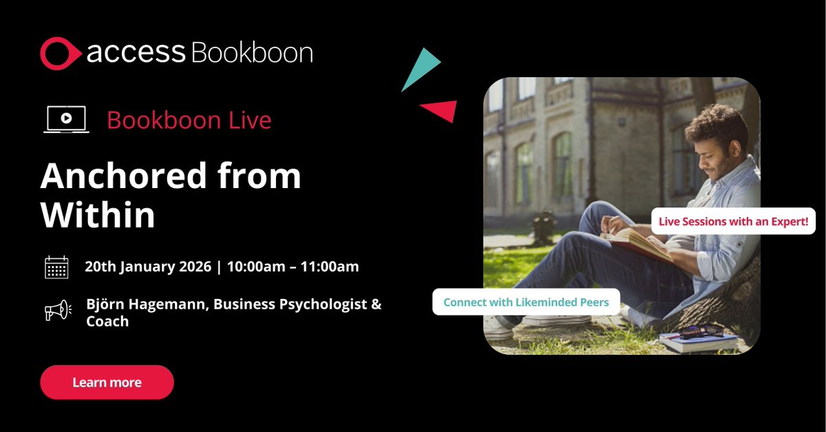 Access_ALC's tweet image. In this exclusive live session for Bookboon users, Björn Hagemann - business psychologist, will guide you in building a stable self-image, strengthening inner security, and quieting the self-doubt that limits your potential. 

Learn more: ow.ly/T1LL50XJGFj 

#BookboonLive