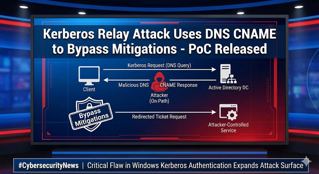 🚨 Kerberos Relay Alert

A new Kerberos relay attack abuses DNS CNAME handling in Windows to bypass existing mitigations.
⚠️ Attackers can coerce systems into requesting tickets for attacker-controlled services.
🧪 PoC released.

#CyberSecurity #Windows #Kerberos #ActiveDirectory