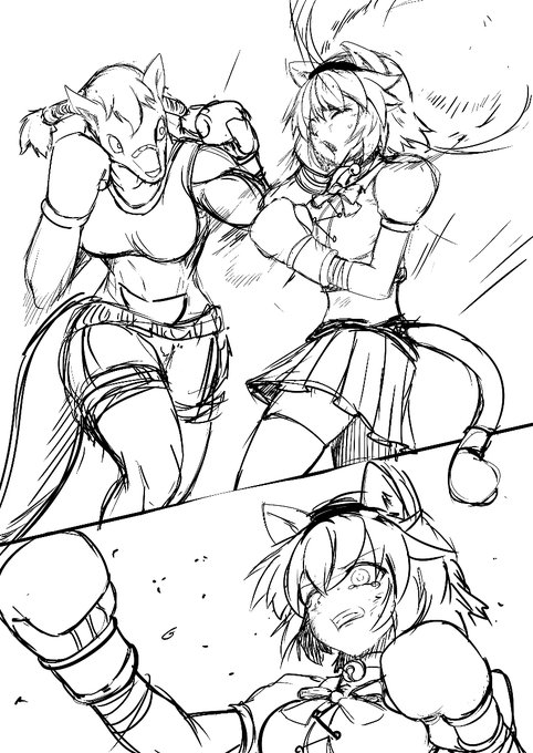 #リョナ #顔パン #R18G 私が描くかんがるーふぁいたーばーさすねこみみしょうじょ