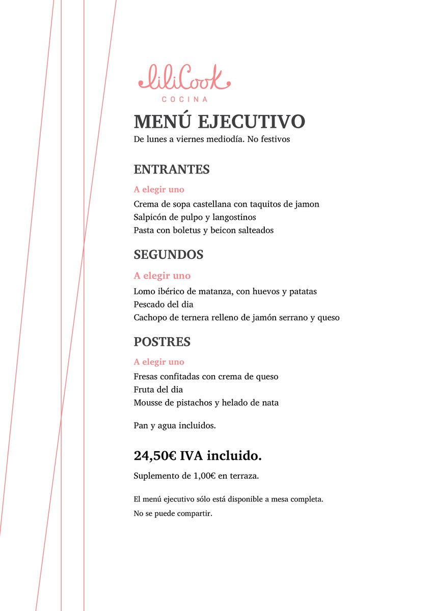 Enero cuesta...al igual que el frío y pensar que comer cada día 😮‍💨🍴Por eso esta y todas las semanas te lo ponemos fácil en Lilicook: Un menú ejecutivo para que vengas a mesa puesta y disfrutes del mejor producto 📲 Reserva tu mesa y date ese respiro 

-
#salamanca #menudiario