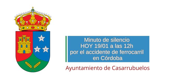 El Ayuntamiento de Casarrubuelos se suma a la convocatoria de la <a href="/FedMMadrid/">FMM</a> a través de la <a href="/fempcomunica/">FEMP</a> de minuto de silencio HOY 19/01 a las 12h en memoria de las víctimas del terrible accidente de ferrocarril ayer en #Adamuz (Córdoba).

#MinutoDeSilencio