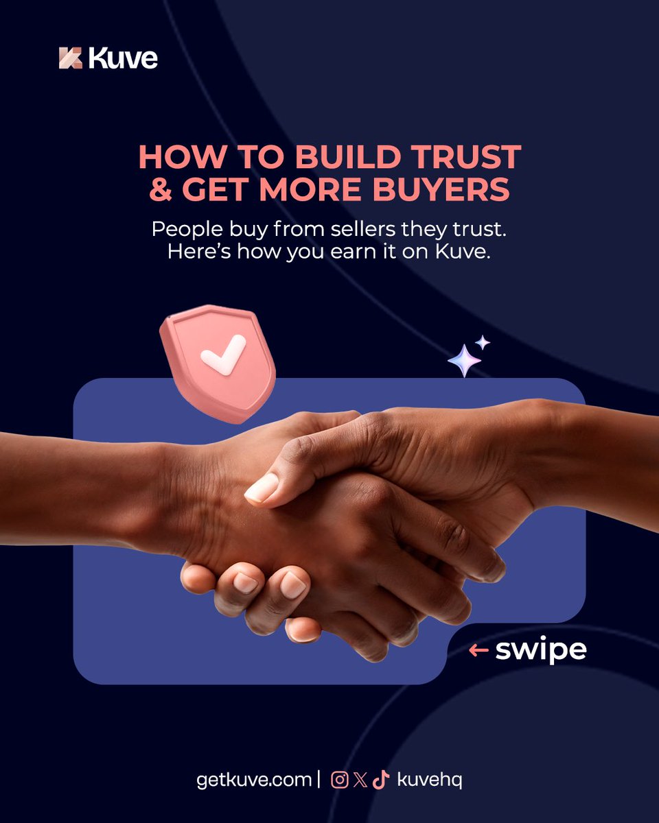 kuveHQ's tweet photo. Trust is what turns visitors into buyers.
And buyers into repeat customers.

Kuve is built to help sellers earn that trust, the right way. Sign up at https://t.co/Wp7rGRTVQA or click the link in our bio 

#Kuve #smallbusinessowner 
#marketplace #smallbusiness https://t.co/cfRpmPRs5I