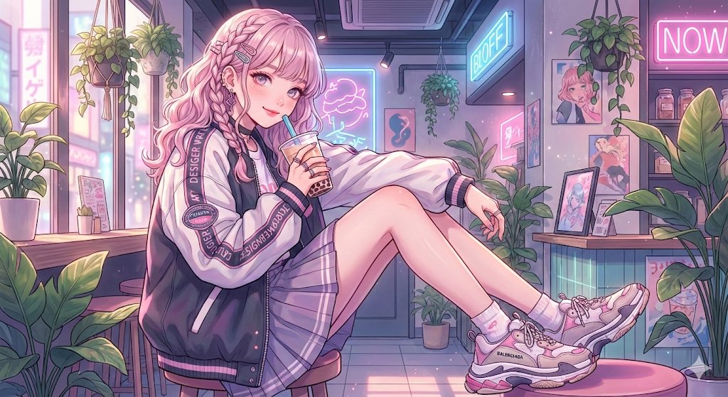 絵画　イラスト　女性 抽象的な指示でどうなるか試してみた ・神絵っぽいオシャレで可愛い