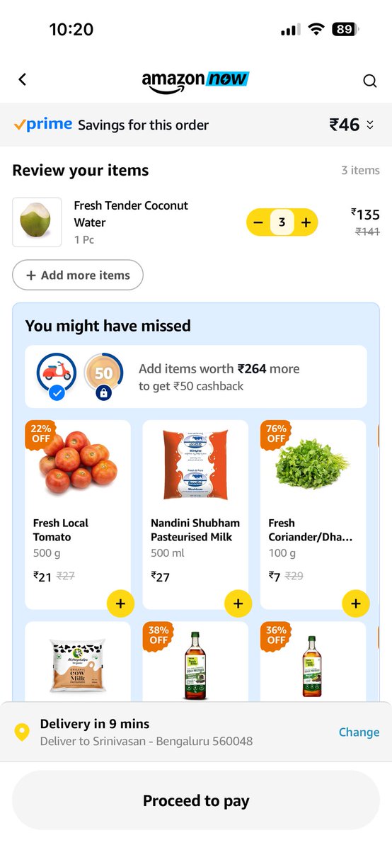 Hi <a href="/amazonIN/">Amazon India</a> <a href="/AmazonHelp/">Amazon Help</a> not able to place any order on Amazon now since yesterday. I’m based in bangalore. See snapshot, proceed button is greyed out.