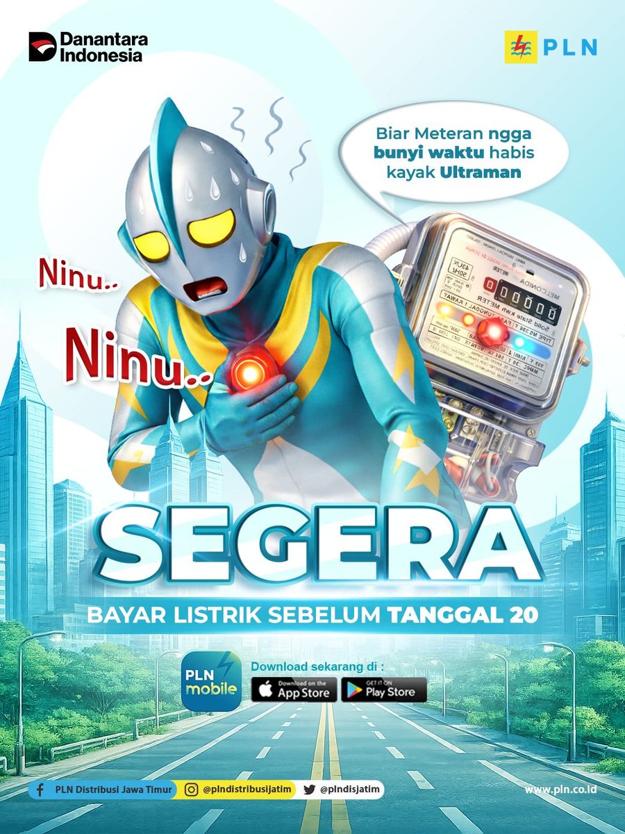 Halo Dulur Electrizen, 
 Segera bayar listrik sebelum tanggal 20 Biar rumah tetap terang, hati tetap tenang.  #PLN #PLNDisjatim #BayarListrikSebelumTanggal20 #PLNMobile
