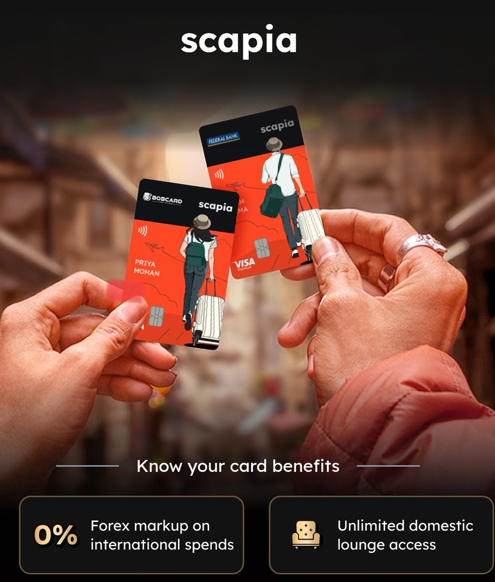 suritalreja's tweet photo. 🚨 SCAPIA REFERRAL CAMPAIGN JUST GOT SERIOUS 🔥

This time, the rewards are ACTUALLY worth referring for 👀👇

👥 Refer 2 friends
➡️ 5,000 Scapia Coins 🪙 (≈ ₹1,000)

👥 Refer 6 friends
➡️ Apple iPad (11th Gen, 128GB) 🍎📱
(Worth ₹34,900 💸)

👉 Simple referrals = guaranteed rewards. No lucky draw.

👀 And now let me tell you why this Lifetime-Free card is a solid card even without referral benefits 🎖️

✅ Lifetime Free (₹0 joining / annual fees)
✅ Dual Network: Visa + RuPay → UPI + card rewards 🔥
✅ 0% Forex Markup 🌍
✅ Free Domestic Lounge Access 🛫
✅ Travel-focused rewards & airport benefits
✅ Up to ₹1,000 cashback on airport spends
💍 2% rewards on gold & jewellery purchases (huge W)

👉 Apply before the campaign ends:

https://t.co/QjimFtTzGi

Important - Don't forget to setup the card in app after successful application 😎

✈️ Share with friends - someone is getting a ₹34,900 iPad for free 😌🔥