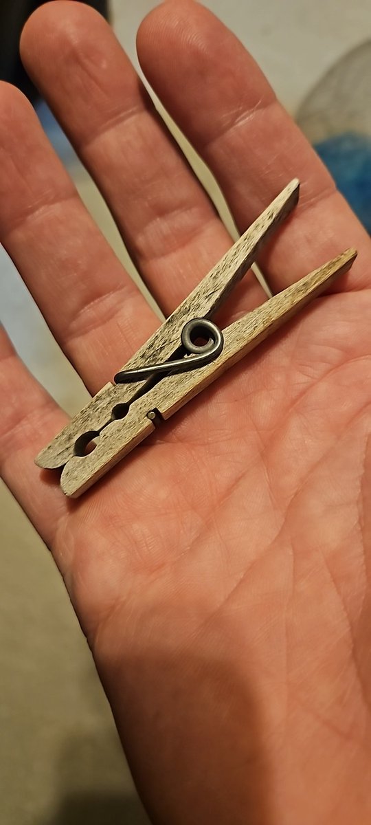 andybnash's tweet photo. @JamesTate121 I found this in Grandpa's toolbox after he passed. It's probably from the 80s, but it's still better than the ones available now. I found some decent plastic Australian clothespins on Amazon, but they fade in the sun and the old ones break in freezing weather. 
Buy once, cry once https://t.co/L2LpvQNFo6