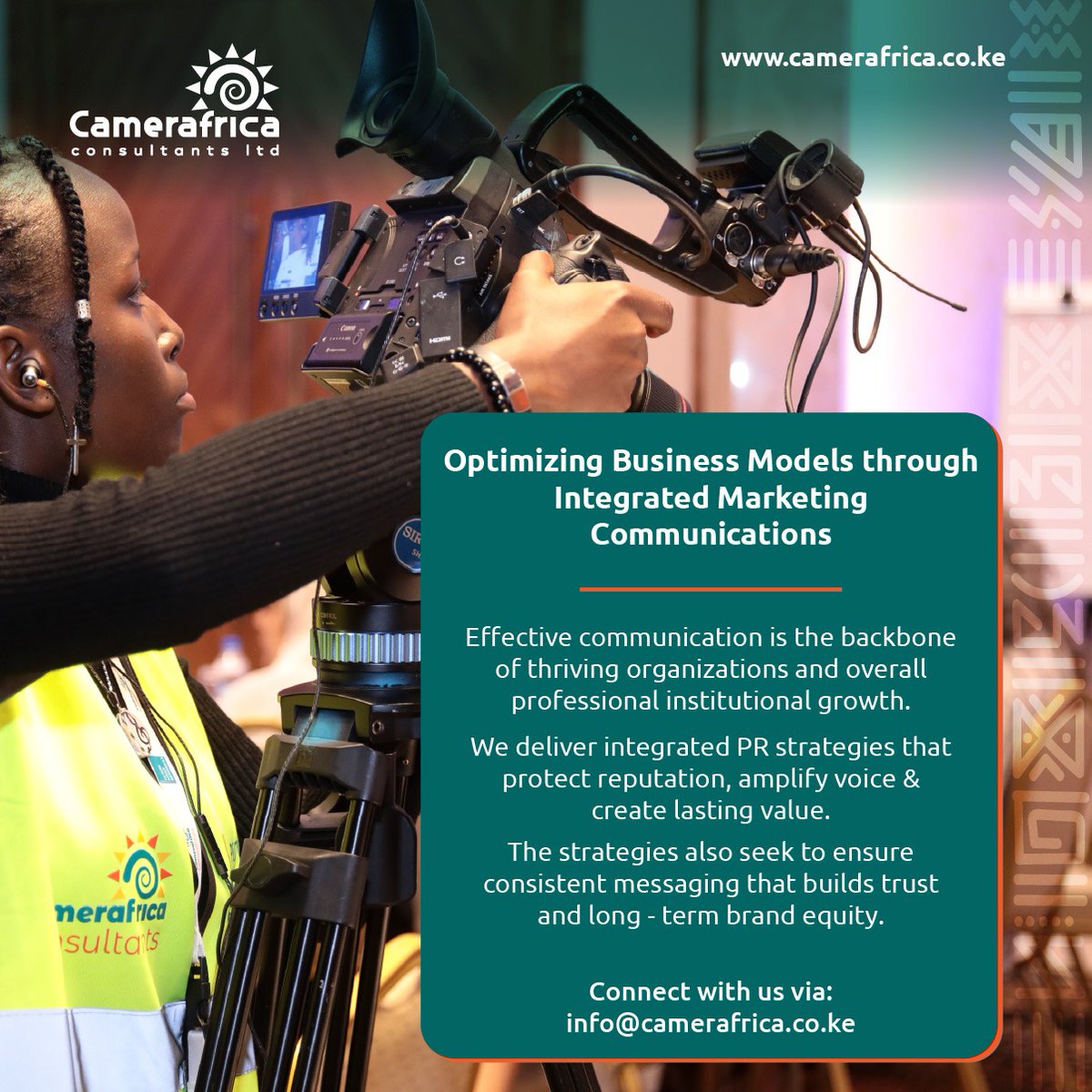 Is your communication strategy fragmented? Consistency is the key to institutional growth. We deliver integrated PR strategies that turn your brand's voice into a competitive advantage. Stop blending in. Start leading. 
Connect with us: info@camerafrica.co.ke
#MarketingStrategy