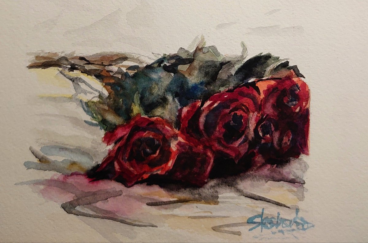 薔薇‼️ 苦手な薔薇の練習🌹 #水彩画 #watercolor #薔薇