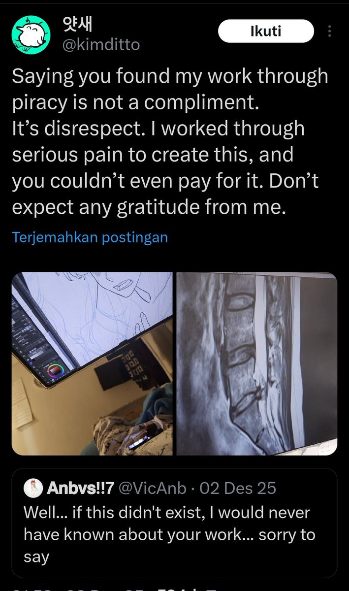 Dropping this biar ille readers tau diri dan TAU MALU. Gausah belagu nganggep diri kalian hebat karena mengira kalianlah yg bikin karya author/artistnya populer. Kalo komiknya jadi terkenal tapi ga menghasilkan keuntungan apa² tuh kalian pikir author &amp; artistnya makan darimana?