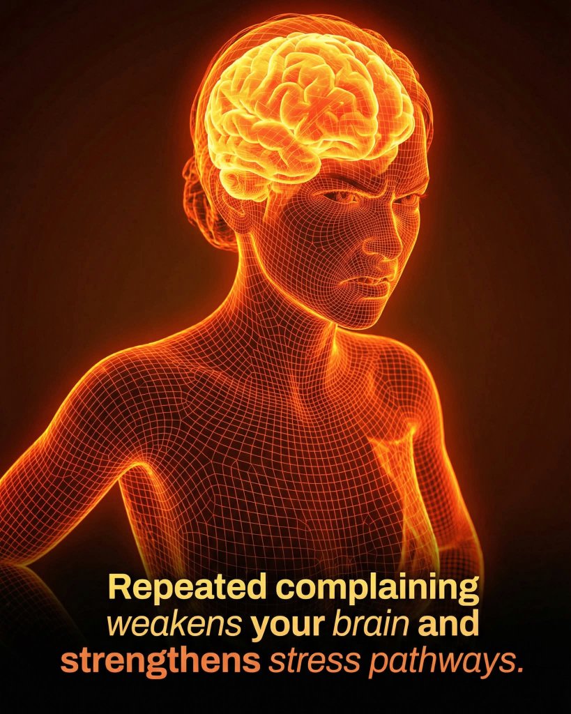 ShiningScience's tweet image. 🚨 Research shows repeated complaining physically rewires your brain to prioritize stress and negativity.

The way we speak about our daily challenges does more than just vent frustration; it physically alters the architecture of the brain. 

When we engage in chronic…