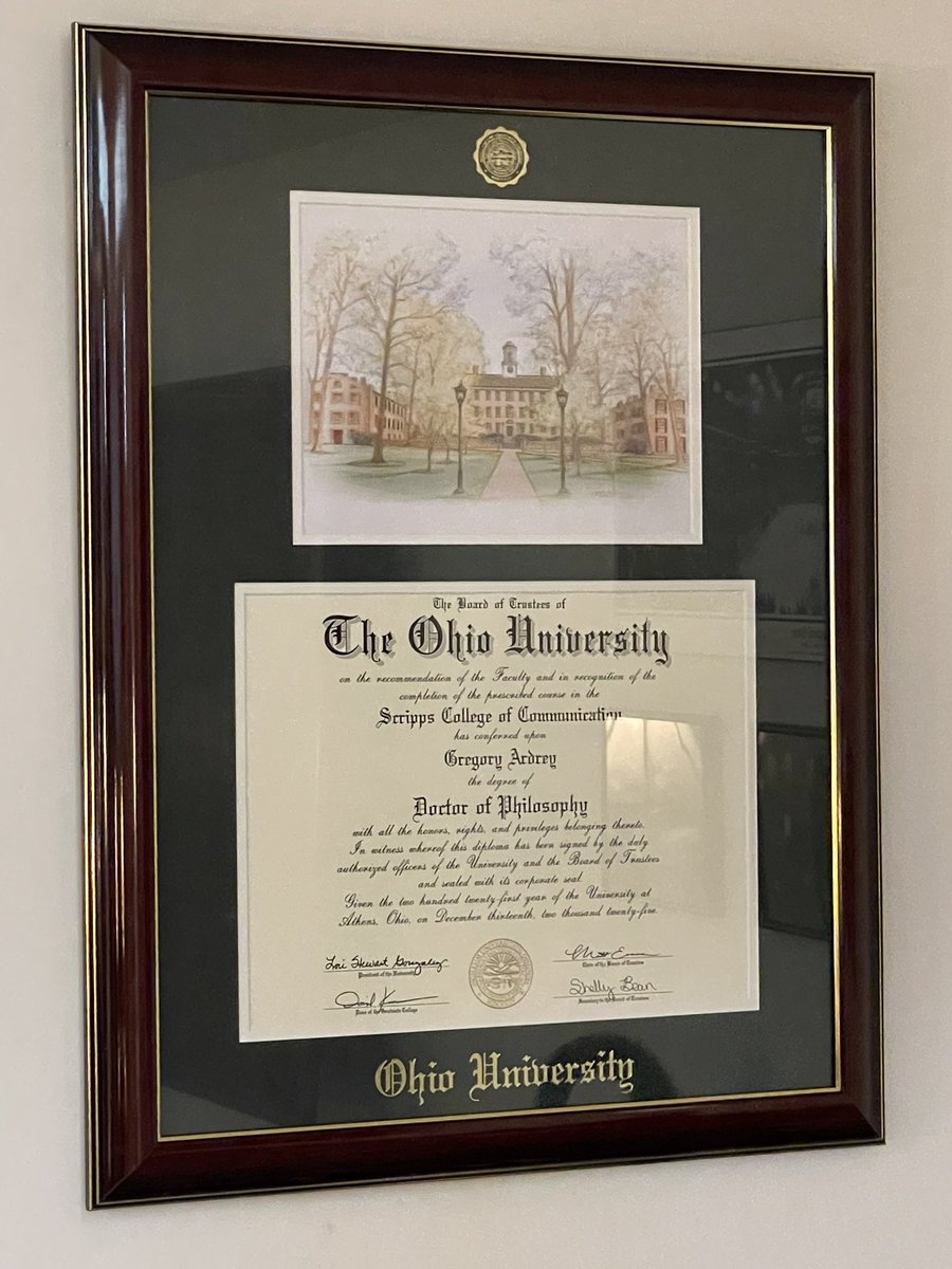 GregoryArdrey's tweet photo. Got the diploma frame last week and hung it today. https://t.co/NhwhcRjvY0