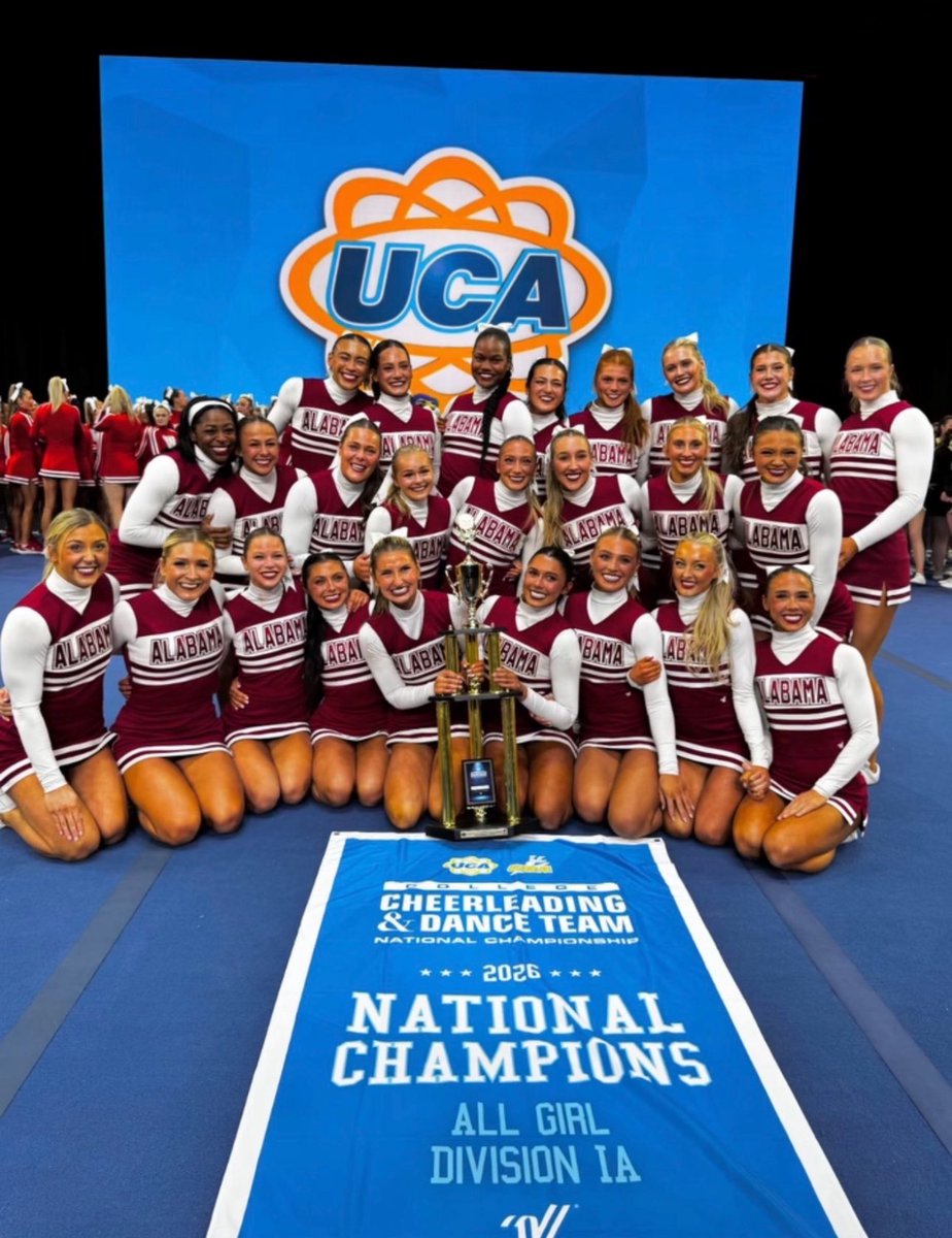 Congrats to the Crimson Tide cheer team.

The Tide won the UCA Cheerleading &amp; Dance Team National Championship in the All-Girls 1A division Sunday night in Orlando.

Bama Co-ed team finished 4th.

👏👏👏

#BamaNatty 
#RollTide 
<a href="/Alabama_Cheer/">Alabama Cheer</a>