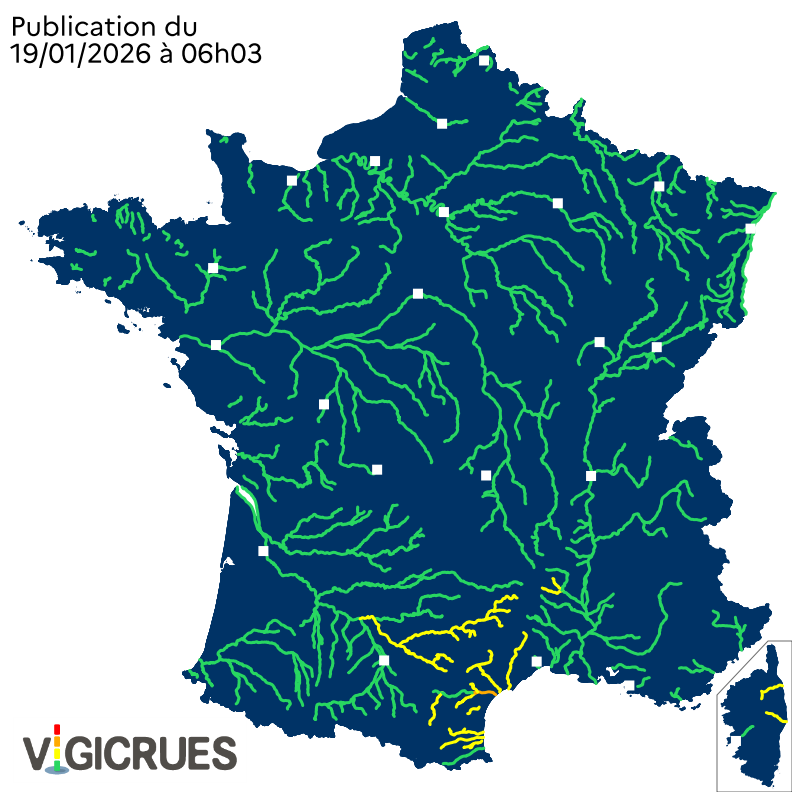 Vigicrues's tweet photo. 🟠Passage en #Vigilance orange #crues des Basses plaines de l'Aude (dépt. #Hérault et #Aude).
Fin de vigilance crues orange de l'#Orb et de la #Cesse. De nombreux cours d'eau en vigilance jaune.
Soyez prudent et restez informé : https://t.co/df6JDFOHeL et l’appli #Vigicrues. https://t.co/swmBGC2ZAy