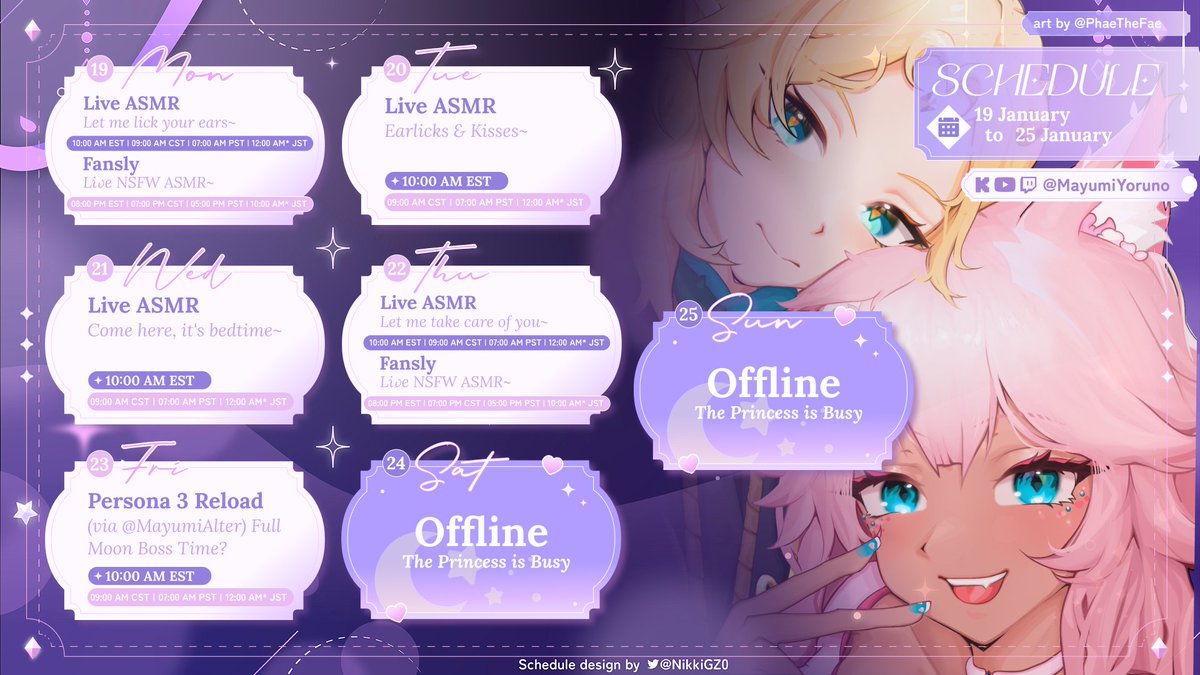 SCHEDULE.           Jan 20 - 25 ♡ (Posted the wrong one! Sorry!)