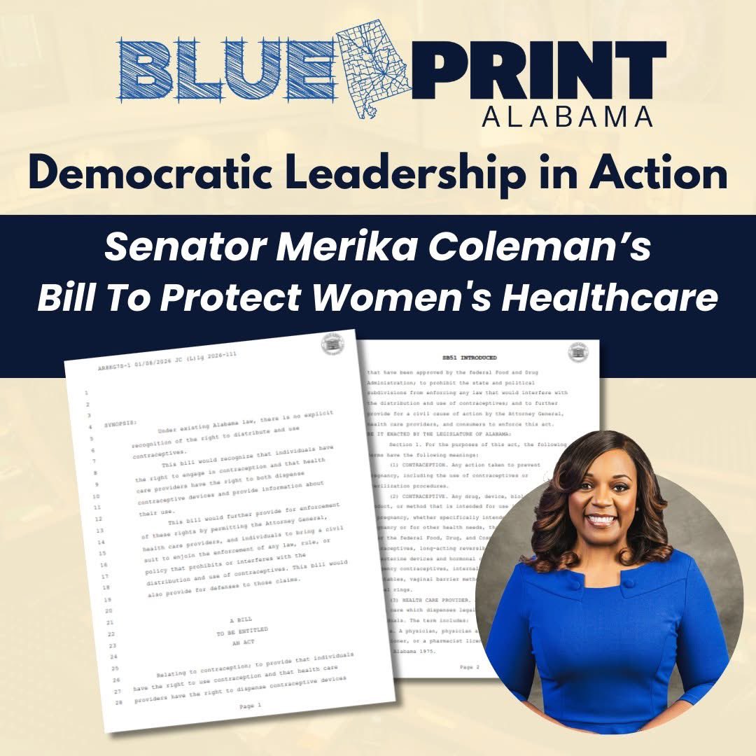 Blueprintal's tweet photo. Our Democratic lawmakers are working hard for the people. Here are some bills, sponsored by Democrats, that we are keeping our eyes on - HB14 by Rep. Lands, HB55 by Rep. Hollis, HB76 by Rep. England, HB45 by Rep. Clarke, and SB51 by Sen. Coleman.

Stay informed, folks! https://t.co/qCB6U7Em5q