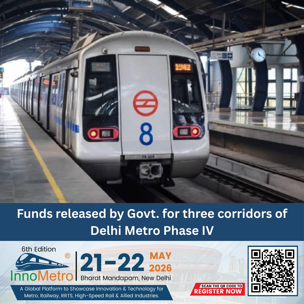 MetroRailNewsHQ's tweet image. Delhi Government clears Rs 3,386.18 crore funds for the remaining three corridors of Phase IV of the Delhi Metro Rail Transit System (MRTS)- Lajpat Nagar to Saket G-Block, Inderlok to Indraprastha, and Rithala to Kundli.

#DelhiMetro #UrbanDevelopment #PhaseIV #MetroRailNews