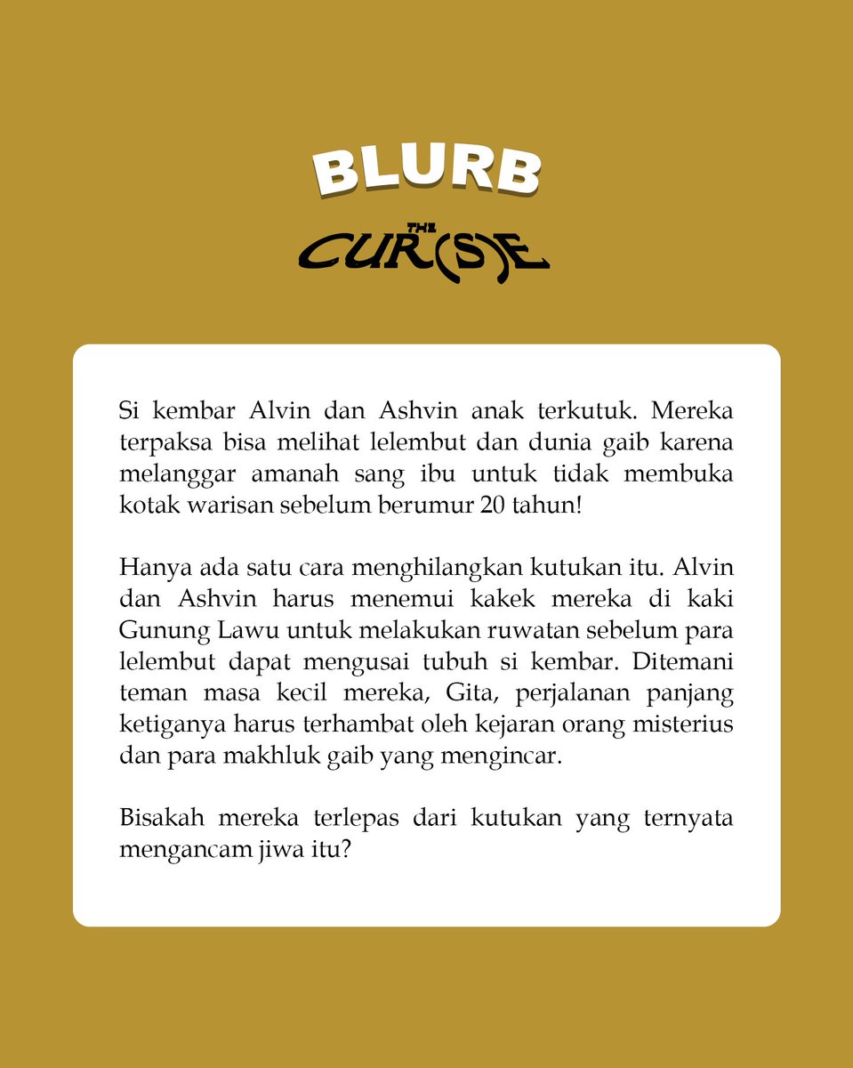 RavPieces's tweet photo. Januari 2026 udah lewat setengah bulan, tapi perjalanan Alvin, Ashvin, dan Gita masih bisa menemanimu!* Menggabungkan genre paranormal, aksi, dan fantasi di tema keluarga dan persaudaraan. Ada lucu-lucunya katanya, ada horornya katanya. Yg pasti, ada si kembar yg siap menemani! https://t.co/1njRN0UPbQ