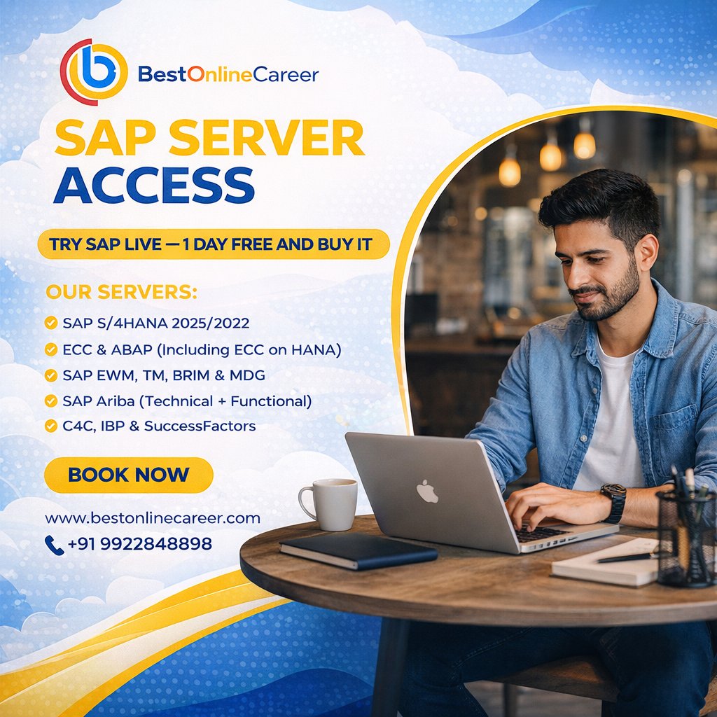 Want real SAP hands-on experience instead of just videos?
Get LIVE SAP Server Access 
✅ S/4HANA 2025 / 2022
✅ ECC, ABAP, Ariba, EWM, TM &amp; more
🎯 1-Day FREE Live Access

📞 Call/WhatsApp: +91 9922848898
📝 Register (Limited Seats):
👉 forms.gle/HutkngznspLFzh…