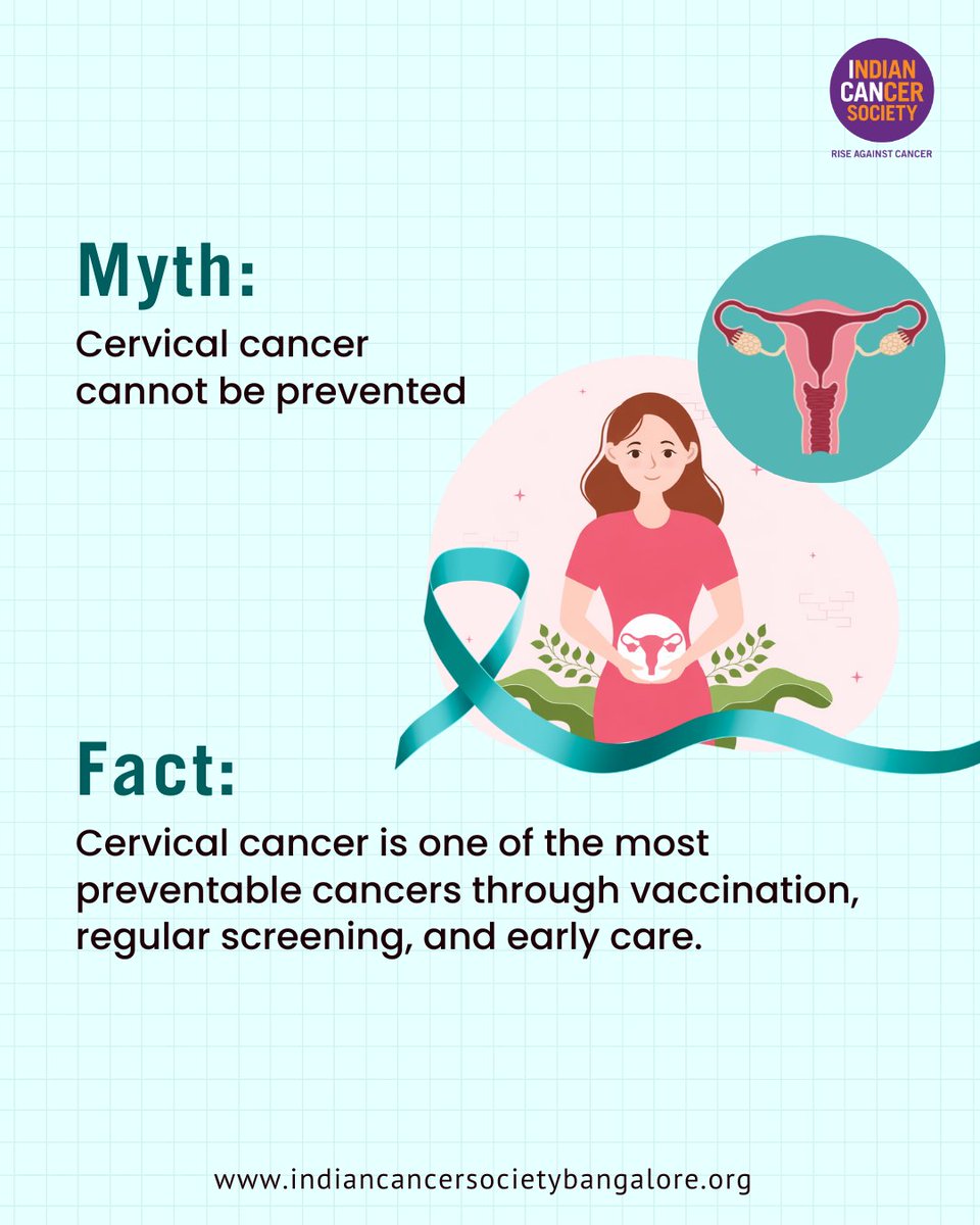 ICSBangalore's tweet photo. Cervical cancer is one of the most preventable cancers. HPV vaccination and regular screening help detect it early, often before symptoms appear. Early care improves outcomes. Awareness and timely action protect women’s lives.
#CervicalCancerAwareness #RegularScreening #ICS https://t.co/fuUMiGGt3B