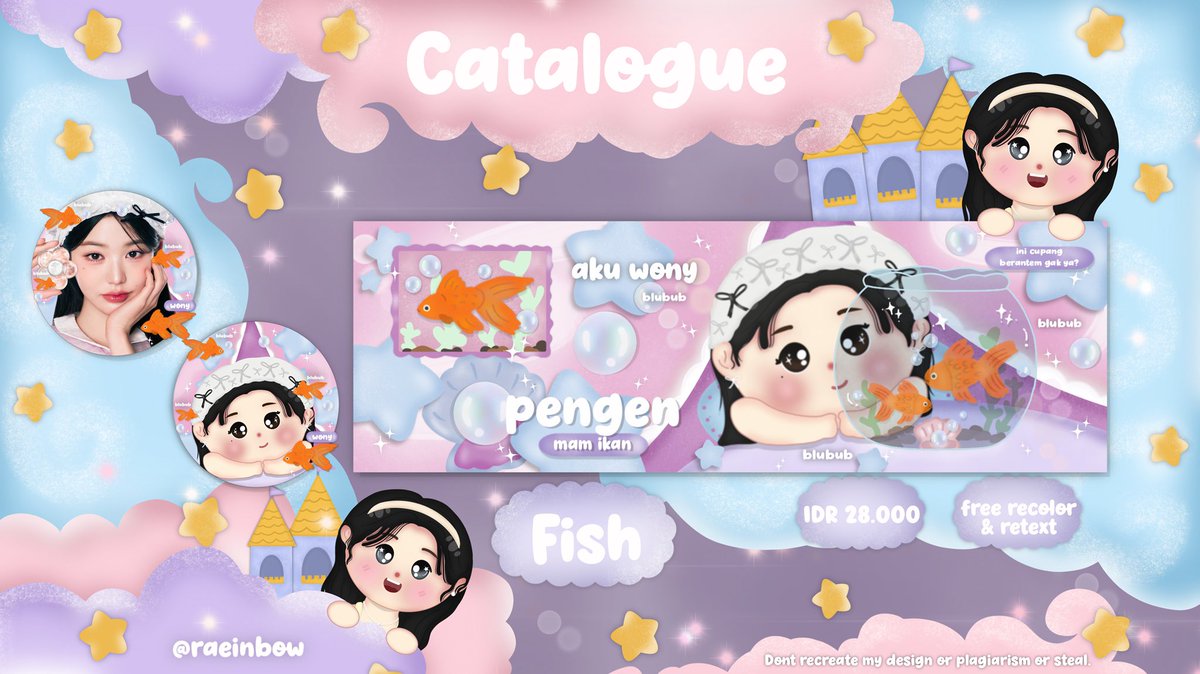 Madmmoiselle's tweet image. 🐠 repost, rt juseyo!

halooo! mungkin ada yg familiar sama katalog fish pertama chibi aku diera 2025🤏🏻 soo aku rombak dikit! sekalian mau up layout ready stock lucu ini.

🫧⑅˖.꒷꒰ FISH - new ꒱ ⋆˖🪽
avail : eunha, wony, winter - bisa bundle wabis ya

#zonauang bungkus ikan🫧