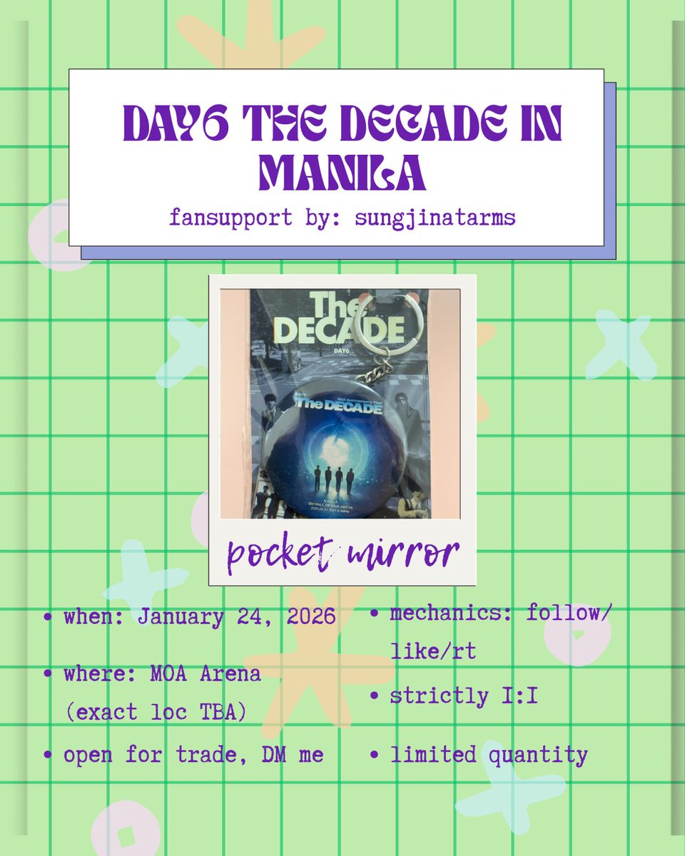 sungjinatarms's tweet image. Day6 The Decade in Manila 

"Pocket Mirror"

fansupport by @sungjinatarms 

💙follow (optional), like and rt
💙strictly 1:1
💙limited quantity
💙open for trade: just DM me
💙location TBA

#TheDECADEinManila #DAY6_10th_Anniversary_Tour #DAY6inManila #DAY6 #데이식스 #The_DECADE