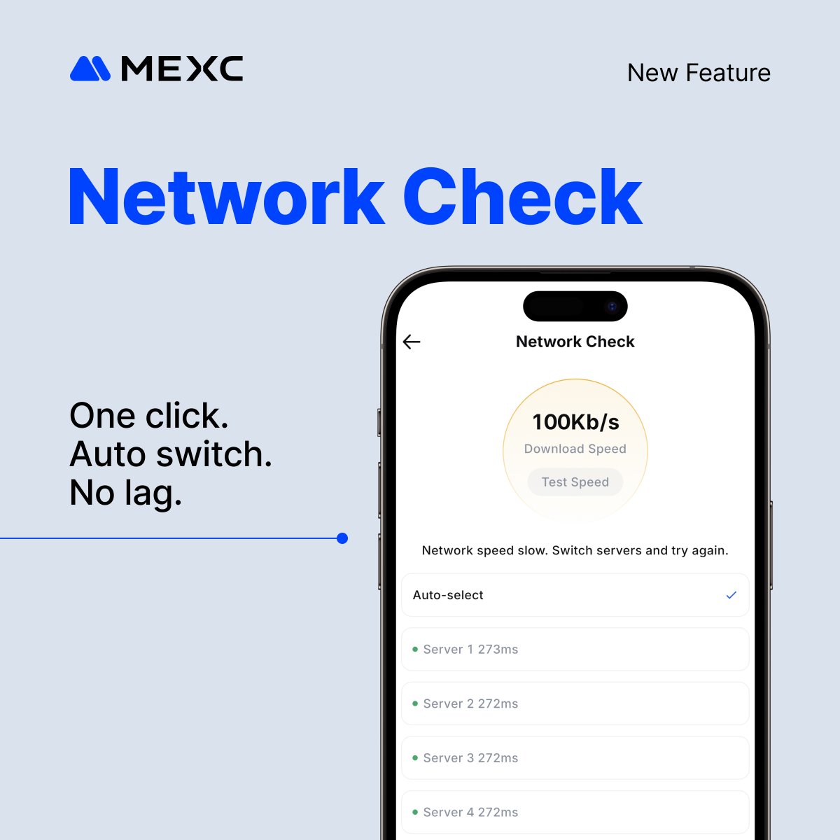 MEXC's tweet photo. 📱 New Feature on MEXC App: Network Check

✅ One-click network test
✅ Auto switch to the best connection

👉 Update or download the app now: https://t.co/CMbuvTHQut https://t.co/LZHvhsDcw2