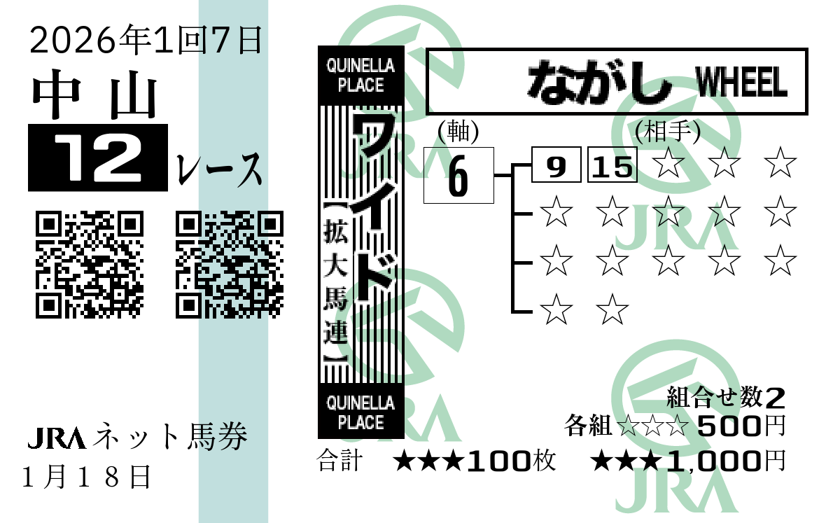 JRAのアプリで初めて馬券を生成してみたけど良く出来てるな…