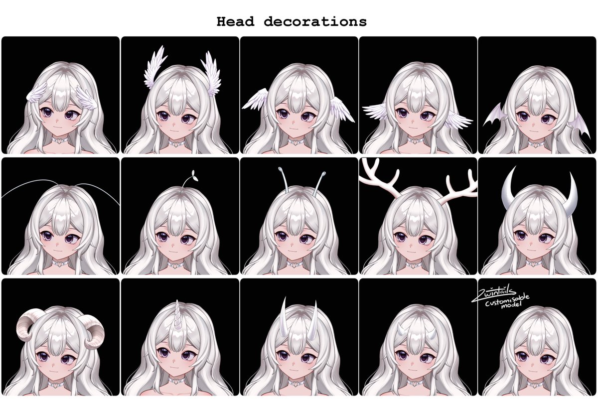 Here's the release lineup of ears, horns, wings, antennae, and more! 
The 2wintails customisable model releases in just 2 days 😱