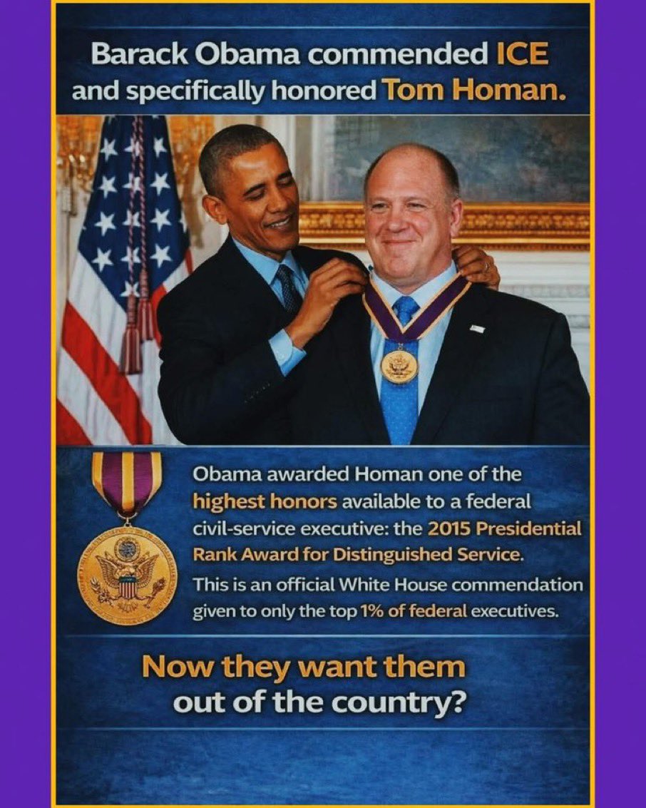 OldeWorldOrder's tweet photo. @MarioNawfal Obama literally gave Tom Homan the highest honors. Democrats loved ICE. https://t.co/TRJTr14Mdk