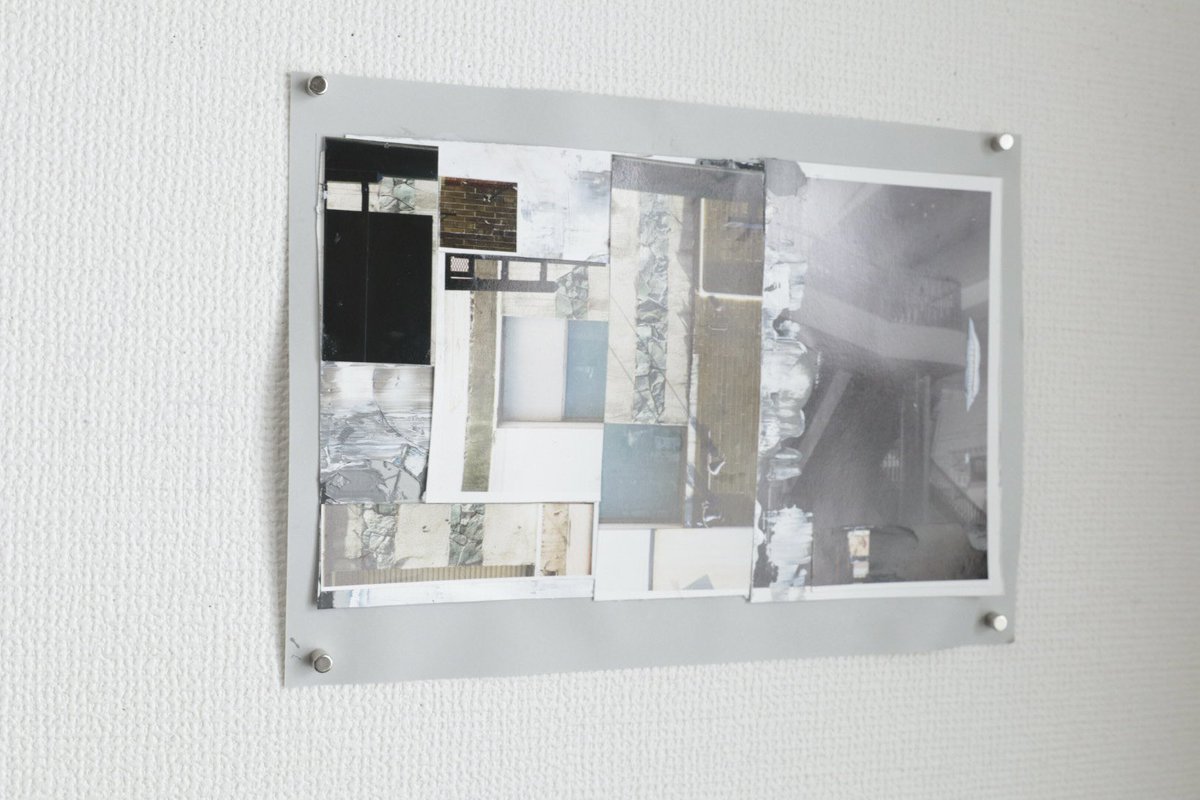 [壁を目の前にして]
pencil,pastel,acrylics and collage on paper.2026