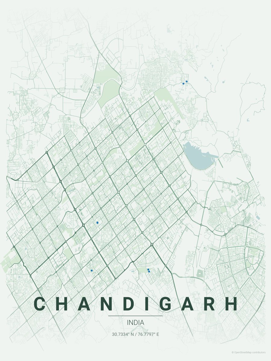 ArnabJena11's tweet image. Mapping the City Beautiful
#Chandigarh #CityBeautiful #MapPoster