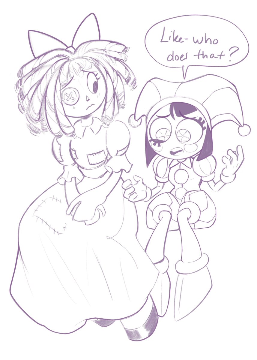 EveyEnsnared's tweet image. She’s listening to her girlfriend rant. #TADC #Ragatha #Pomni #RagaPom #JesterDoll