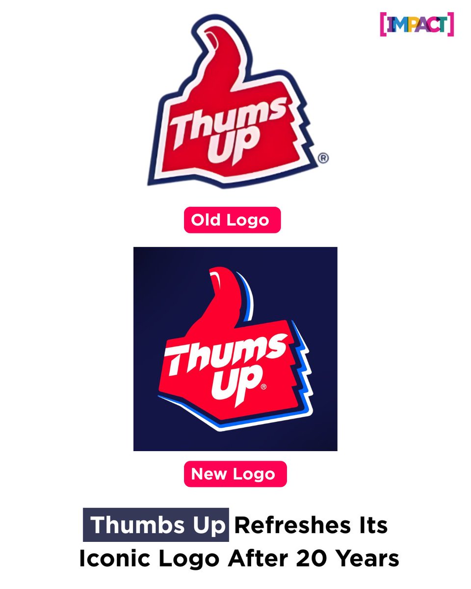 IMPACT_onnet's tweet image. After nearly two decades, Thumbs Up has rolled out a refreshed logo, marking a subtle evolution of its iconic identity while staying rooted in the brand’s bold, high-energy DNA.  

@ThumsUpOfficial  

#ThumbsUp #LogoRefresh #Rebranding #IndianBrands #IconicBrands #BrandIdentity