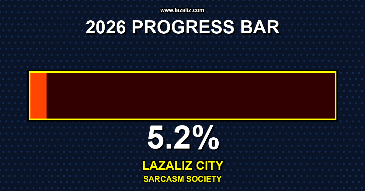 lazalizcom's tweet photo. City satire, daily. π€
π‘ I am in my self-improvement era, on pause.
π
19-01-2026
2026 is (5.205%) complete.
Lazaliz City Sarcasm Society
Follow Lazaloz. Cute face, total destruction. @lazalozcom
#LazalizCity #SarcasmSociety #DaysProgress https://t.co/KINGJeS0P8