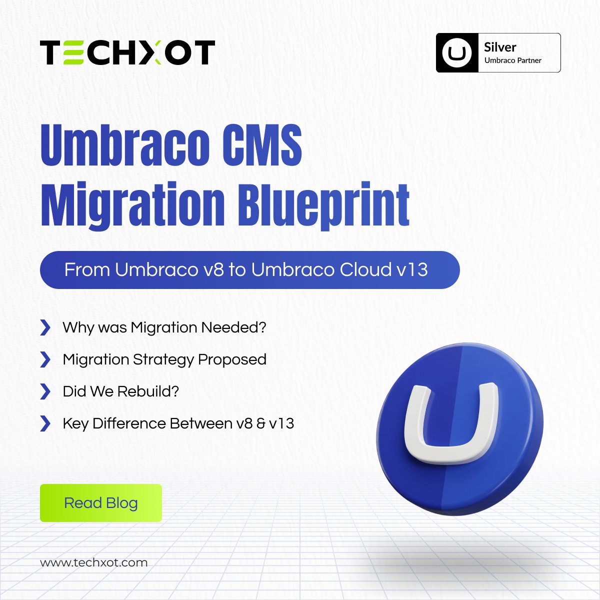 Struggling with outdated, unsupported Umbraco versions in 2026?

Costly, risky upgrades failing?

We migrated Umbraco v8 → v13+ with an 𝗢𝗳𝗳𝗶𝗰𝗶𝗮𝗹 #𝗨𝗺𝗯𝗿𝗮𝗰𝗼 𝗦𝗶𝗹𝘃𝗲𝗿 𝗣𝗮𝗿𝘁𝗻𝗲𝗿 – #𝗧𝗲𝗰𝗵𝘅𝗼𝘁

Part 1 of our 5-blog series is live:

 lnkd.in/d8dY3Pnd#Umbra…