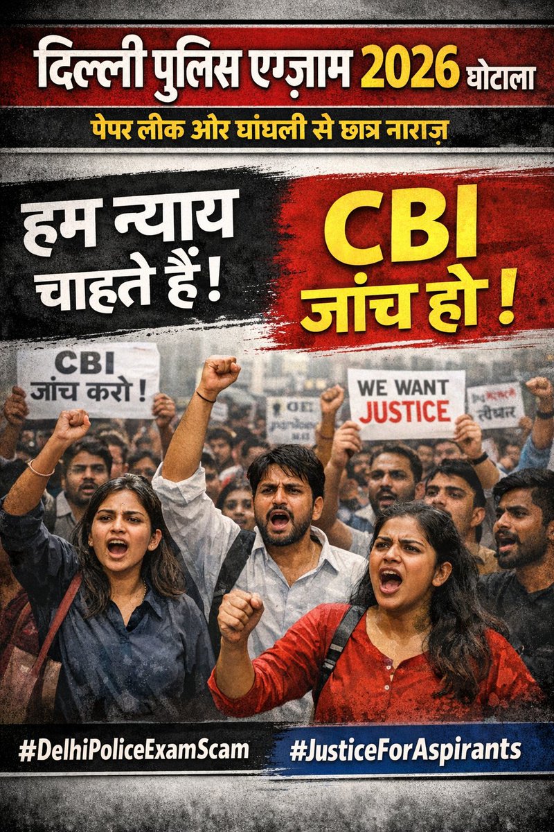 MayankD74789948's tweet photo. #Delhi_Police_Scam #Delhi_Police_Scam
दिल्ली पुलिस एग्जाम की जाँच हो..!!
SSC युवा के भविष्य के साथ खेलना बंद करो..!! https://t.co/tPcajrG7Kf