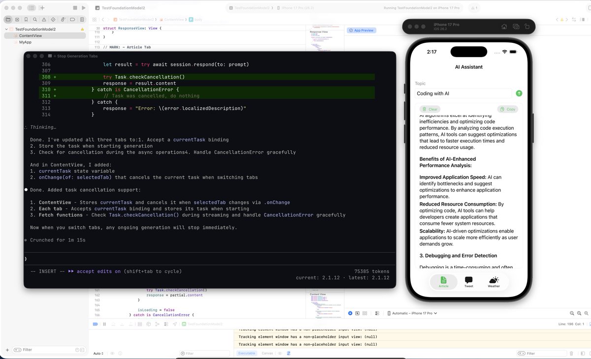 SwiftUI app in simulator