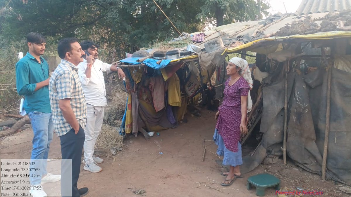 તા.૧૭/૦૧/૨૦૨૬ ના રોજ  ઘોડબાર તા.માંગરોળ ગામે જિલ્લા પંચાયત સભ્યશ્રી દિનેશભાઇ સુરતી, સરપંચ શ્રી, તલાટી કમ મંત્રી તથા પીએમએવાય સ્ટાફ સાથે શરુ ન થયેલ આવાસના લાભાર્થીઓની સાથે મુલાકાત કરી સમજૂત કરવામાં આવ્યા.